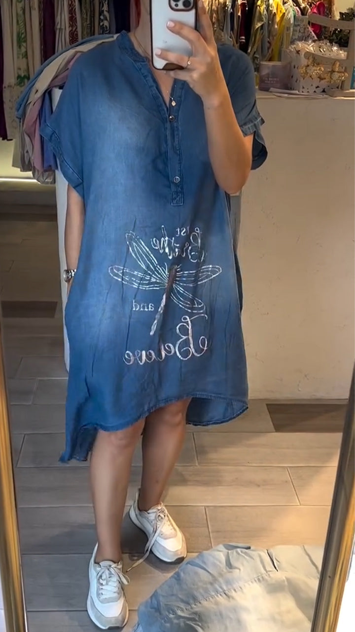 Amandine - Robe en jean boutonnée