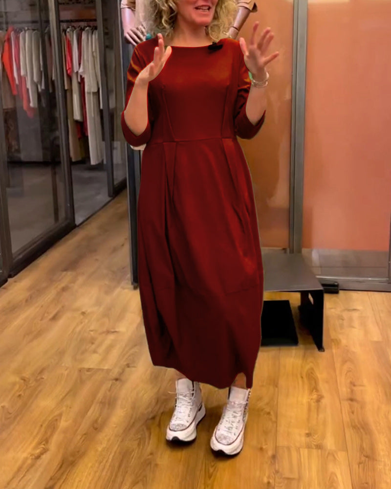 Berenice - Robe à col rond et manches 3/4