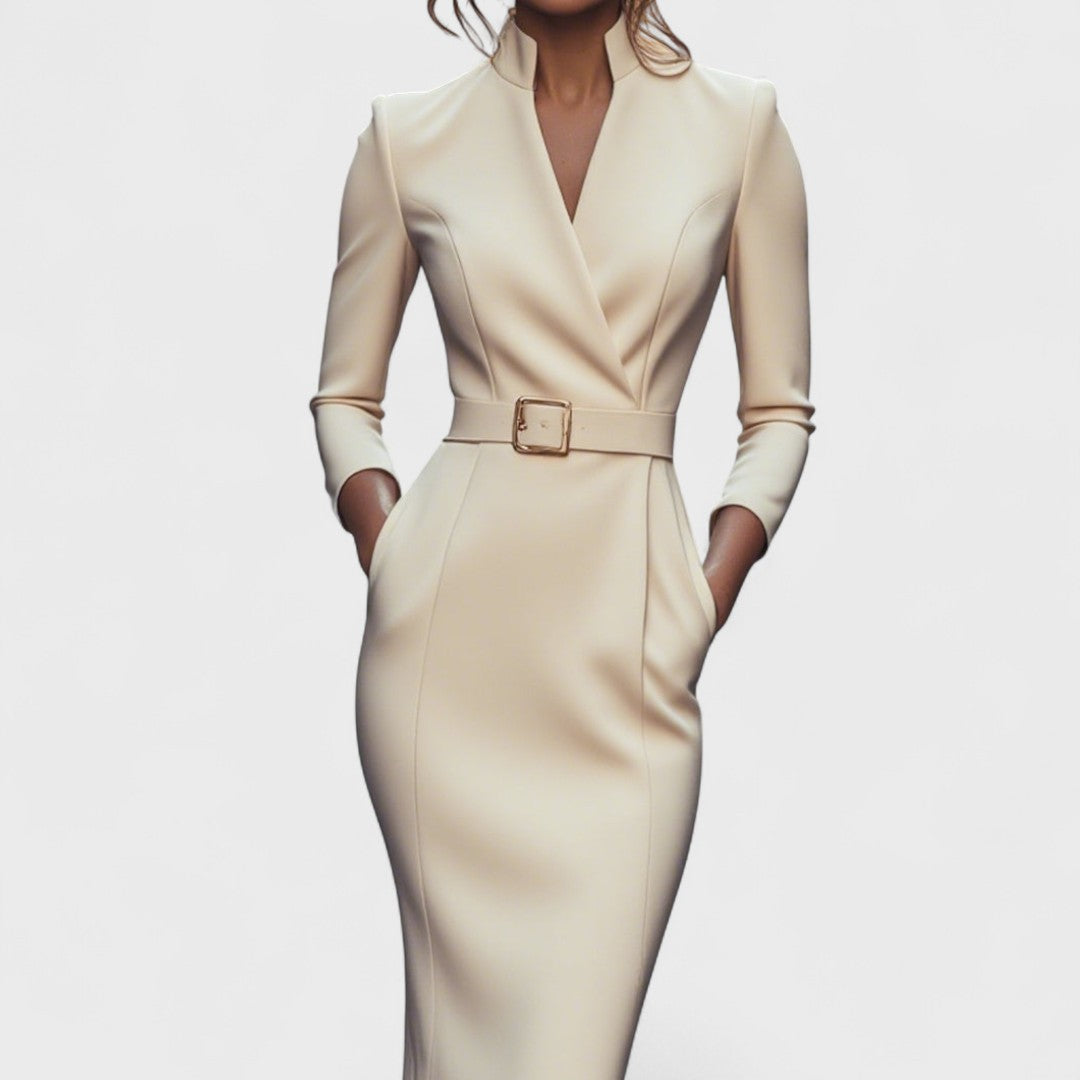 Juliette - Robe ceinturée à col mao