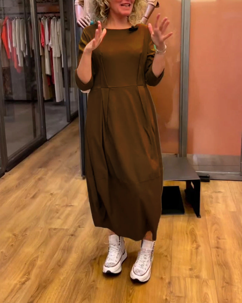 Berenice - Robe à col rond et manches 3/4