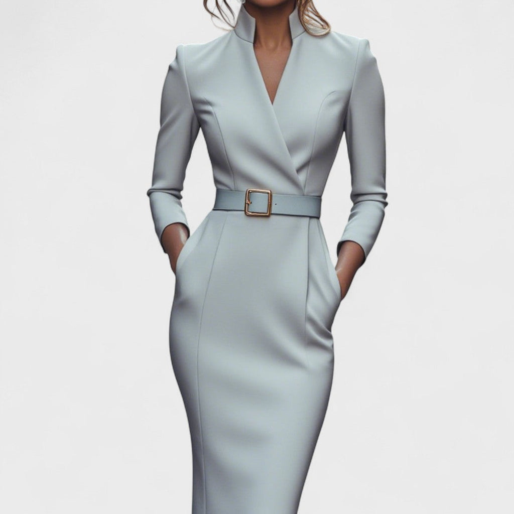 Juliette - Robe ceinturée à col mao