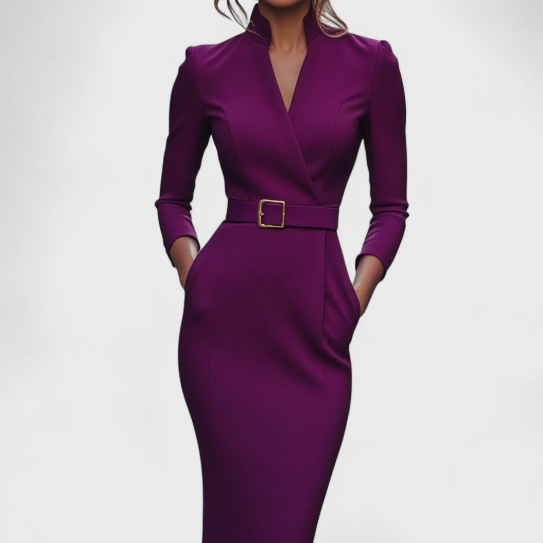 Juliette - Robe ceinturée à col mao