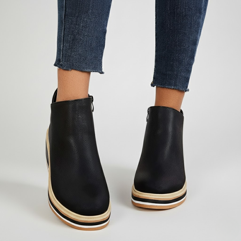 Lorelei - Bottes compensées orthopédiques en cuir