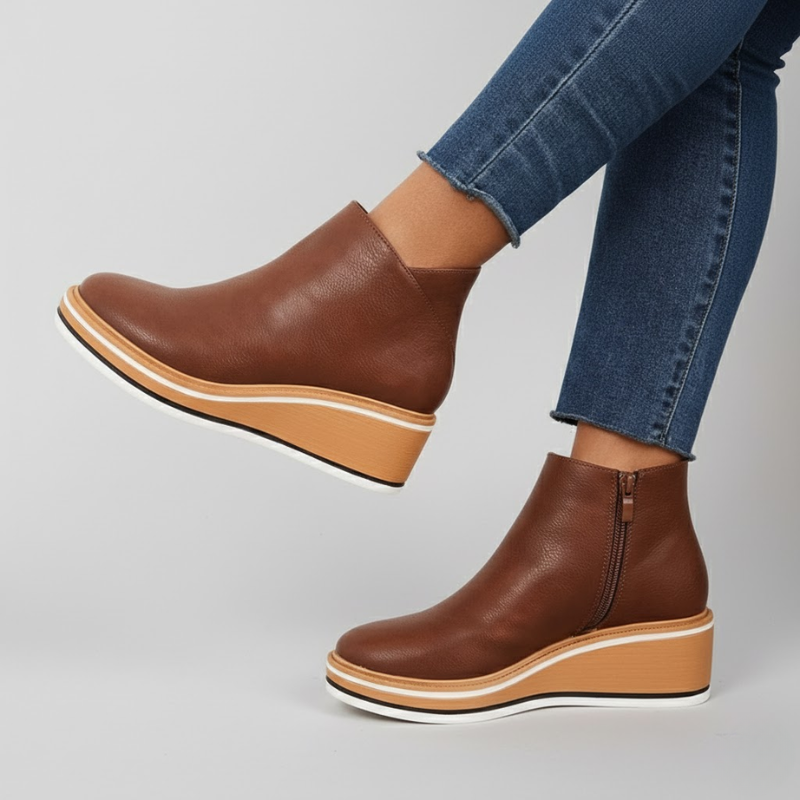 Lorelei - Bottes compensées orthopédiques en cuir