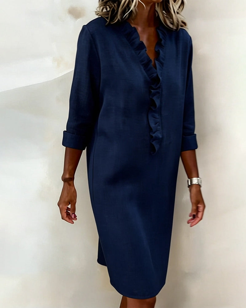 Dorelle - Robe droite légère à volants en mélange de lin