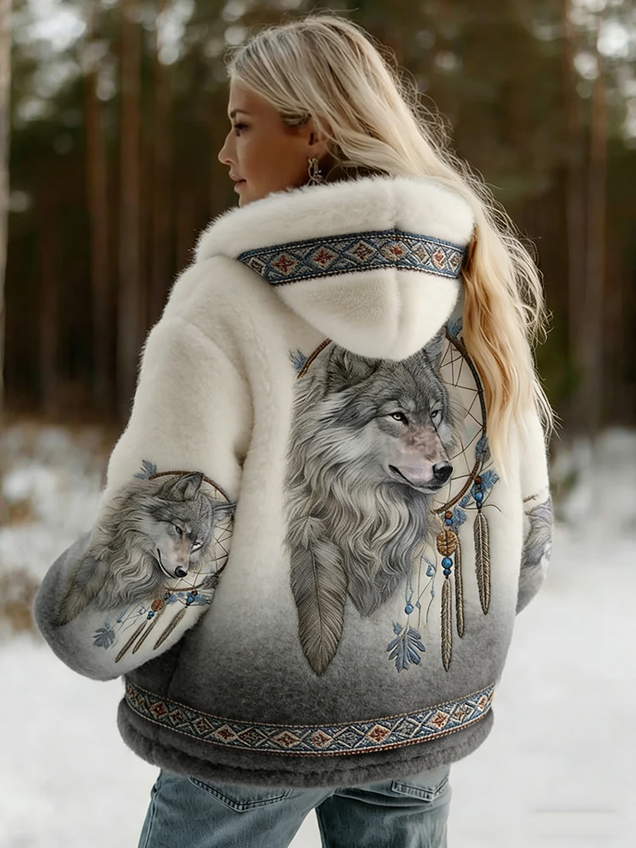 Dahlina - Veste à capuche à imprimé loup