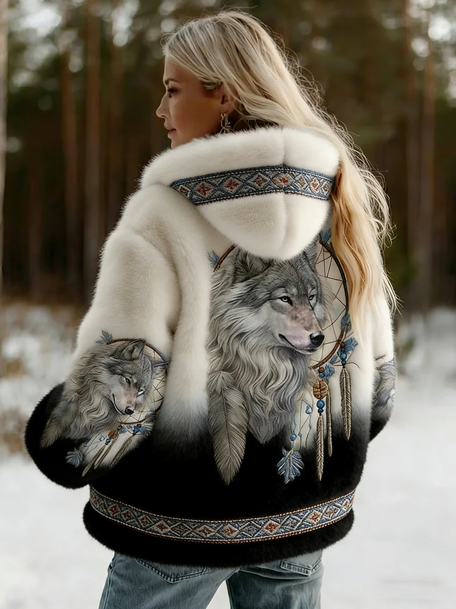 Dahlina - Veste à capuche à imprimé loup