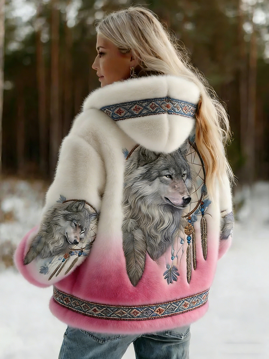 Dahlina - Veste à capuche à imprimé loup