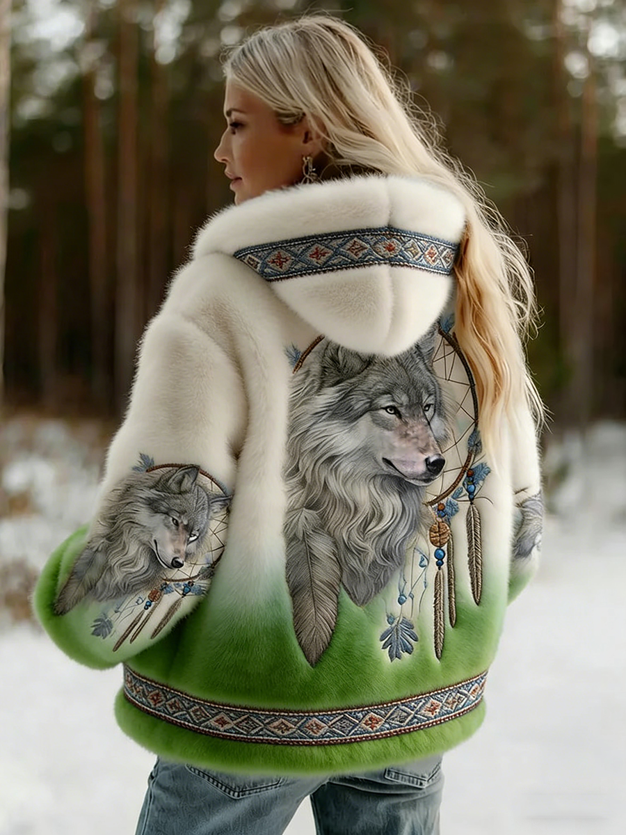 Dahlina - Veste à capuche à imprimé loup