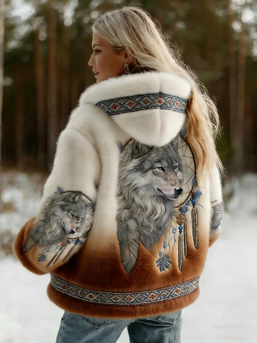 Dahlina - Veste à capuche à imprimé loup