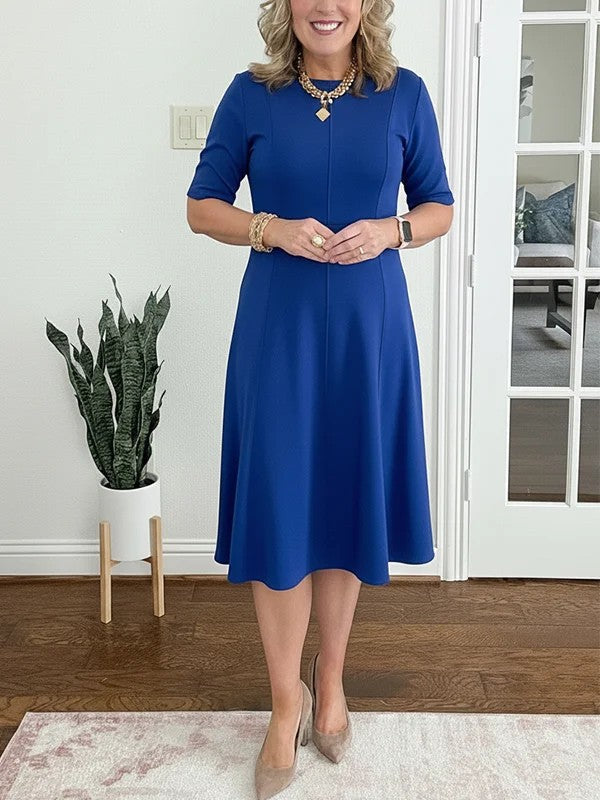 Lorraine - Robe midi évasée à col rond