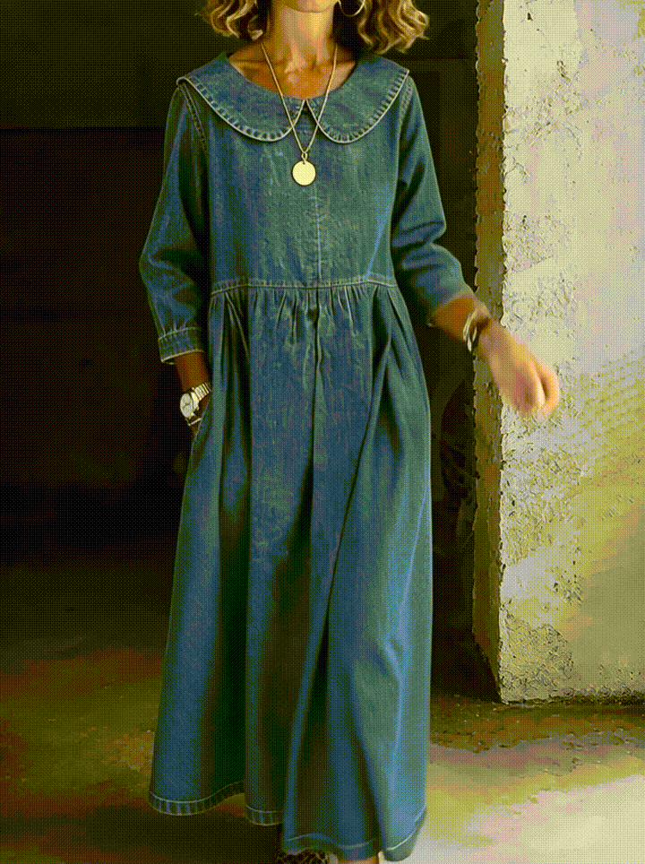 Clara - Robe en jean à col claudine