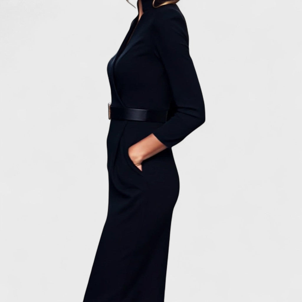 Juliette - Robe ceinturée à col mao