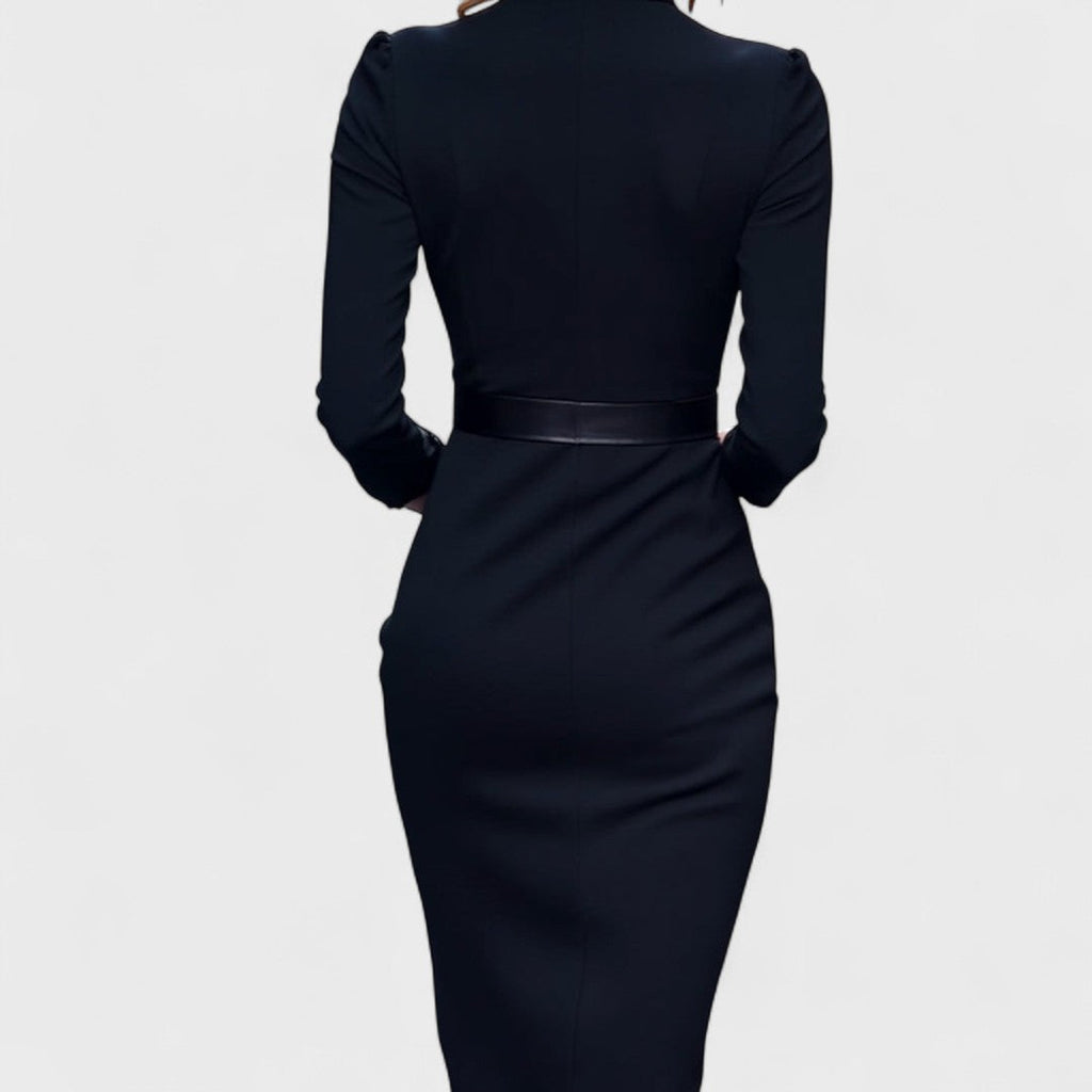 Juliette - Robe ceinturée à col mao