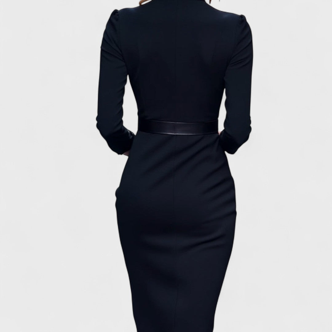 Juliette - Robe ceinturée à col mao