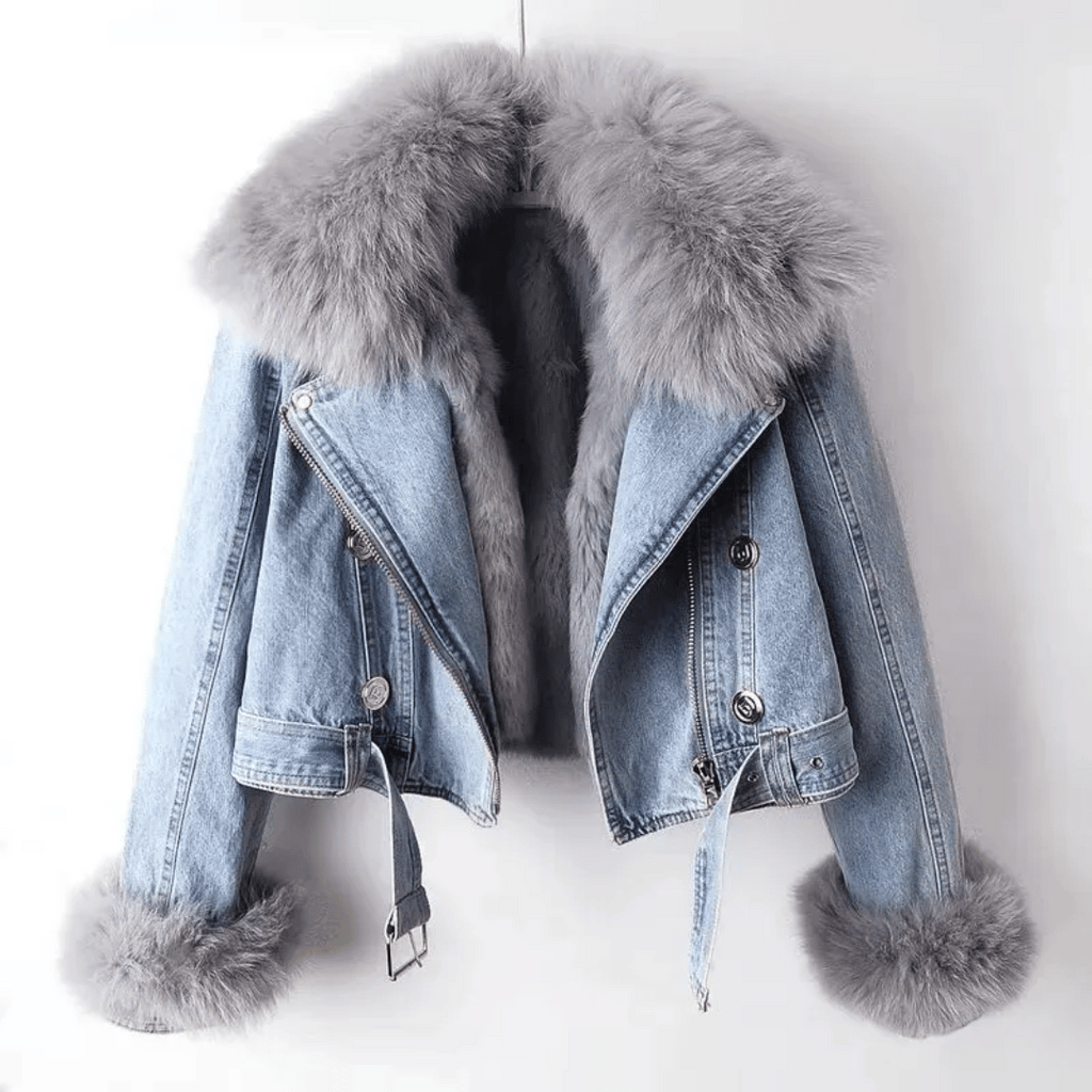Livia - Veste classique en fourrure de denim