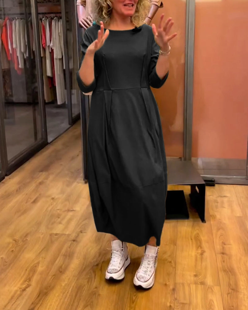 Berenice - Robe à col rond et manches 3/4