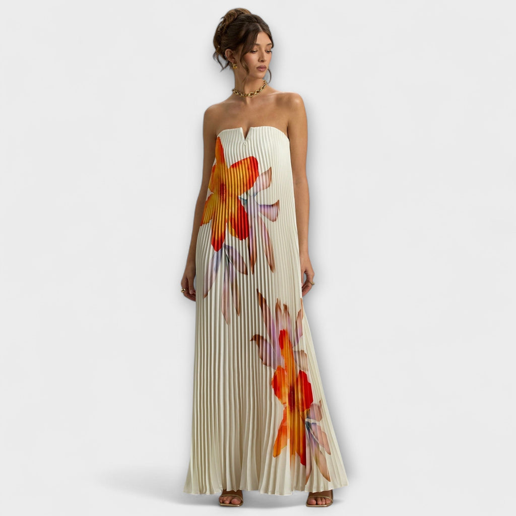 Michelle - Robe longue à fleurs orange