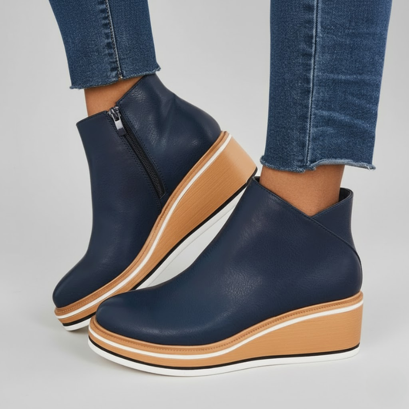 Lorelei - Bottes compensées orthopédiques en cuir