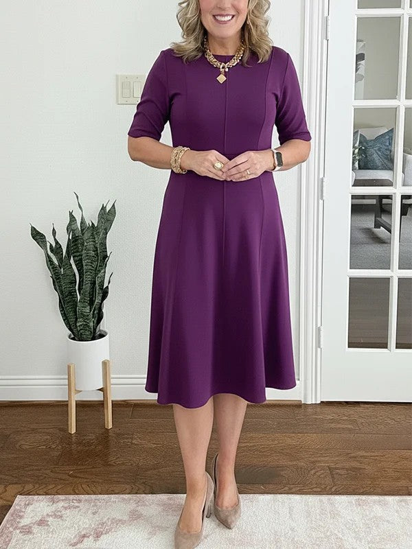 Lorraine - Robe midi évasée à col rond