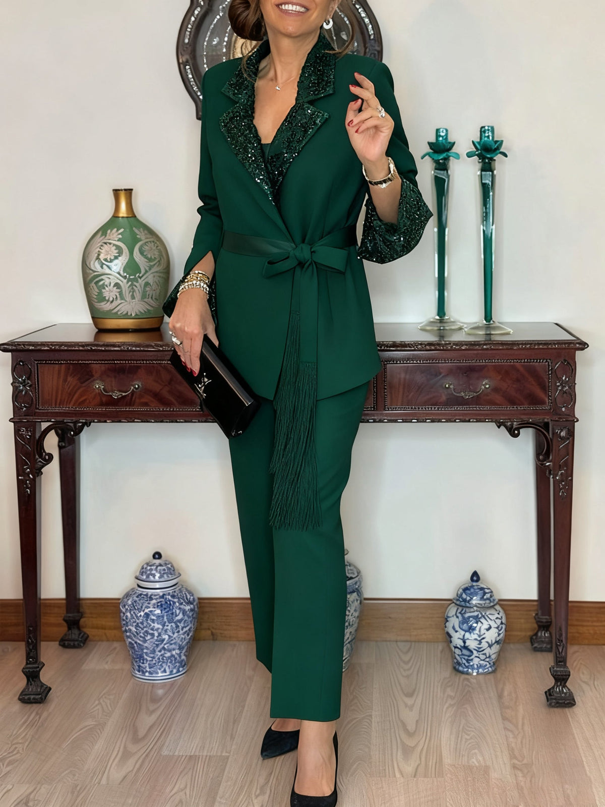 Dorinelle - Ensemble blazer et pantalon à sequins