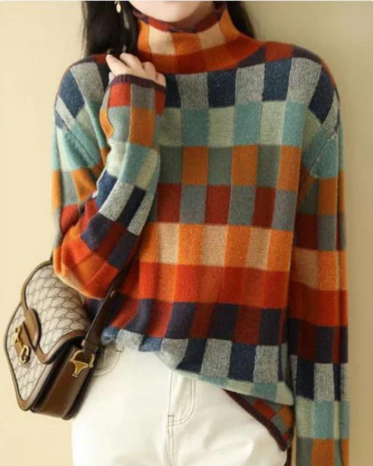 DAPHNE - Pull en cachemire patchwork
