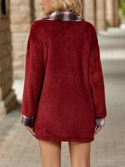 Amy - Manteau à carreaux contrastés à épaules tombantes