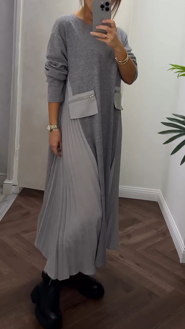 Celestine - Robe plissée à col rond