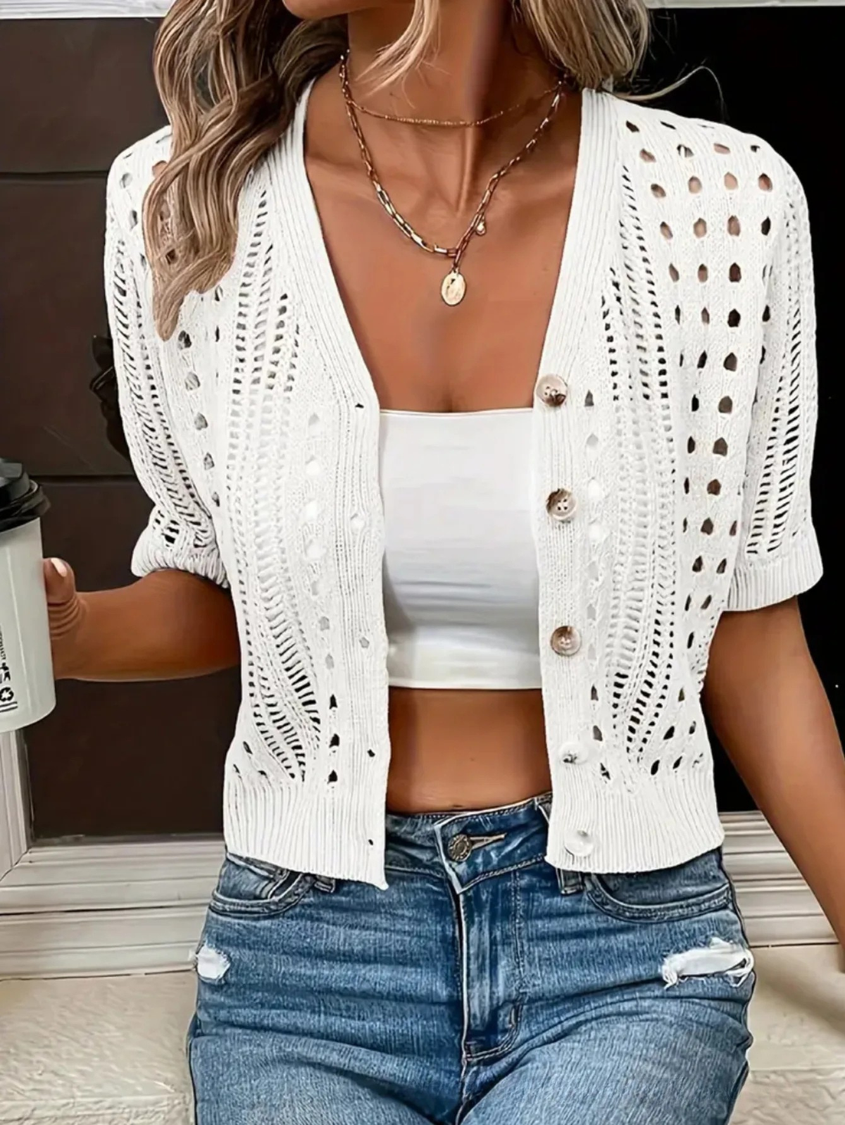 Nevaeh - Cardigan en tricot aéré