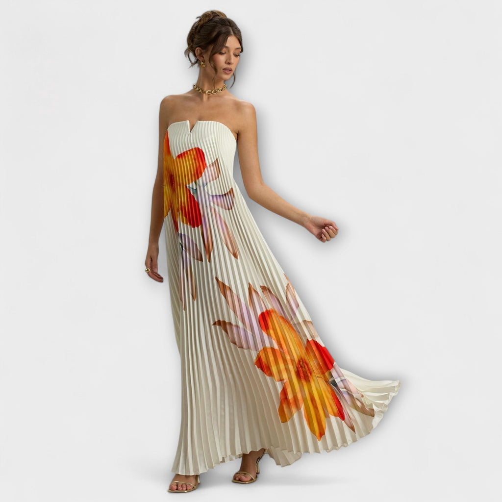 Michelle - Robe longue à fleurs orange