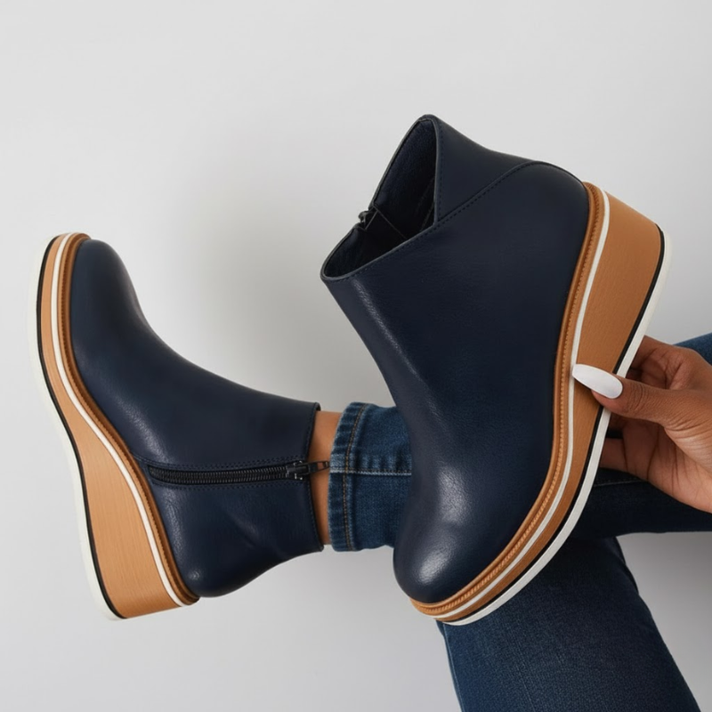 Lorelei - Bottes compensées orthopédiques en cuir