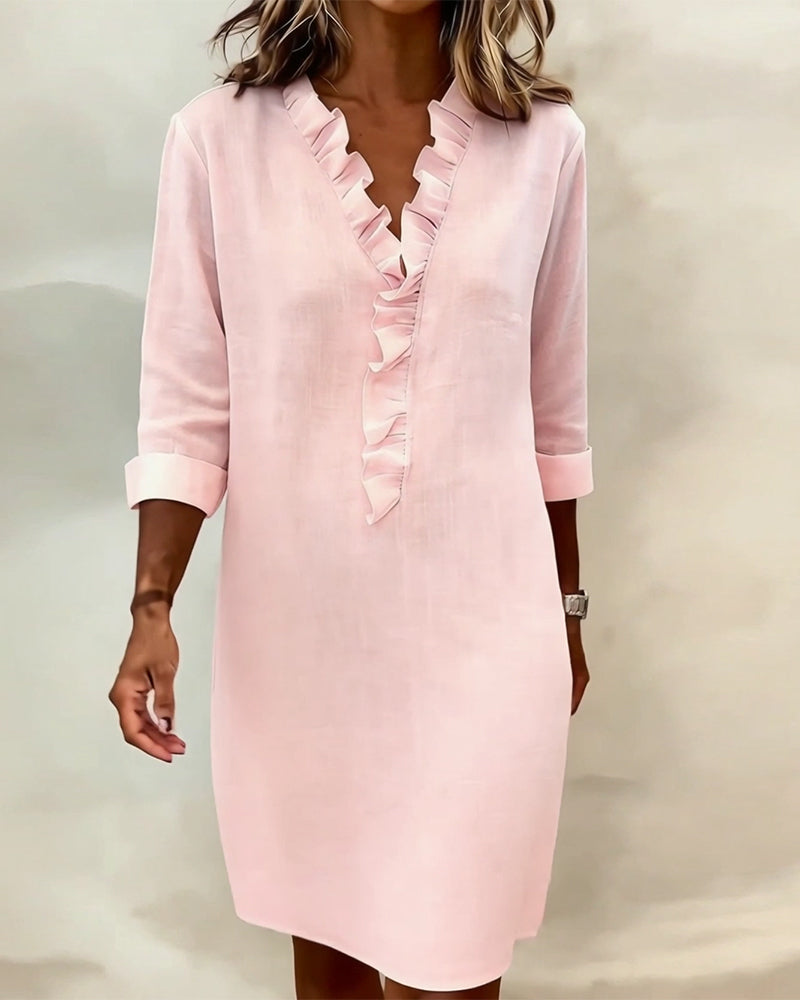 Dorelle - Robe droite légère à volants en mélange de lin