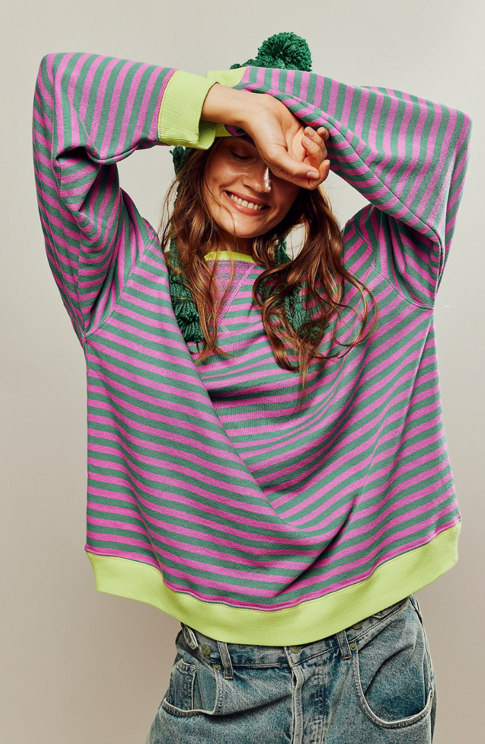 LINDA - Pull oversize à rayures