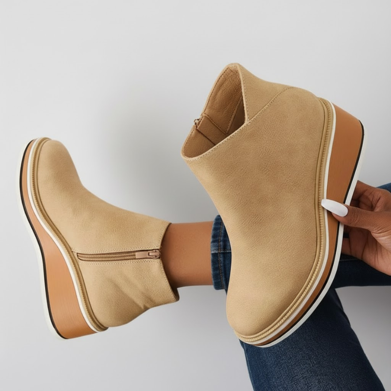 Lorelei - Bottes compensées orthopédiques en cuir