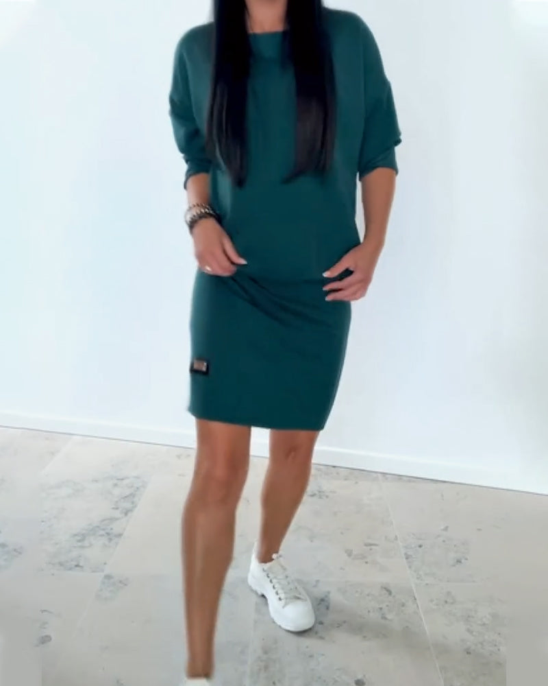 Clemence - Robe droite à manches longues