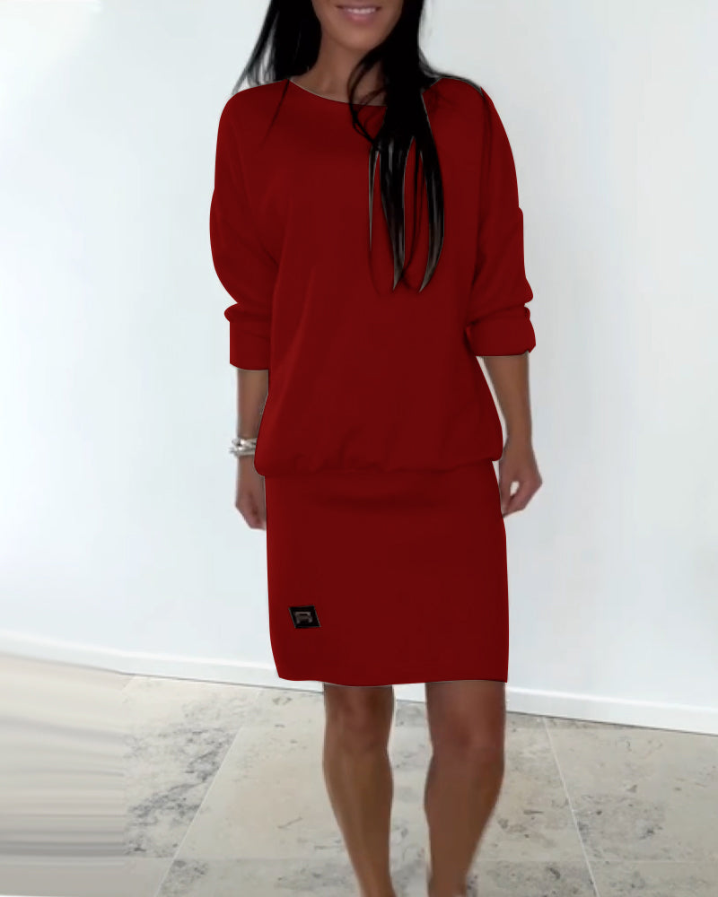 Clemence - Robe droite à manches longues
