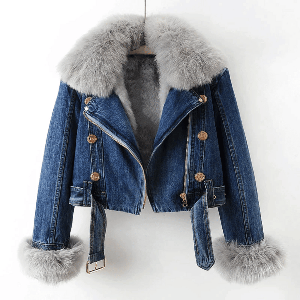 Livia - Veste classique en fourrure de denim