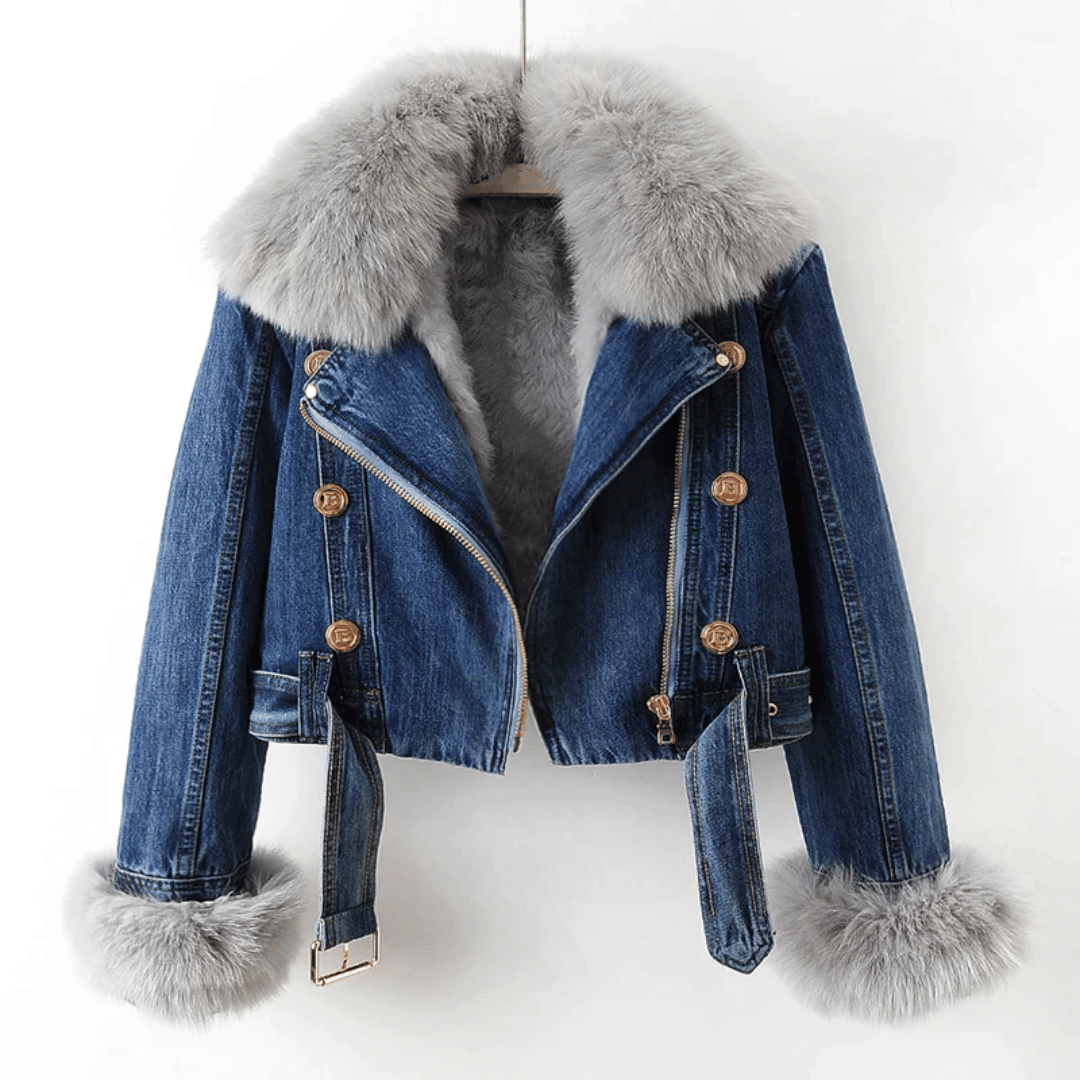 Livia - Veste classique en fourrure de denim