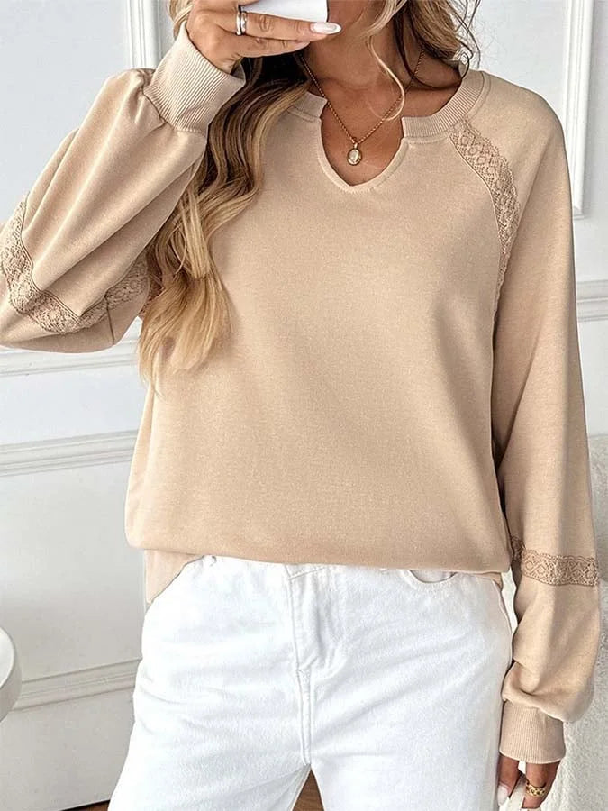 Sam - Sweat-shirt décontracté en dentelle ample et patchwork
