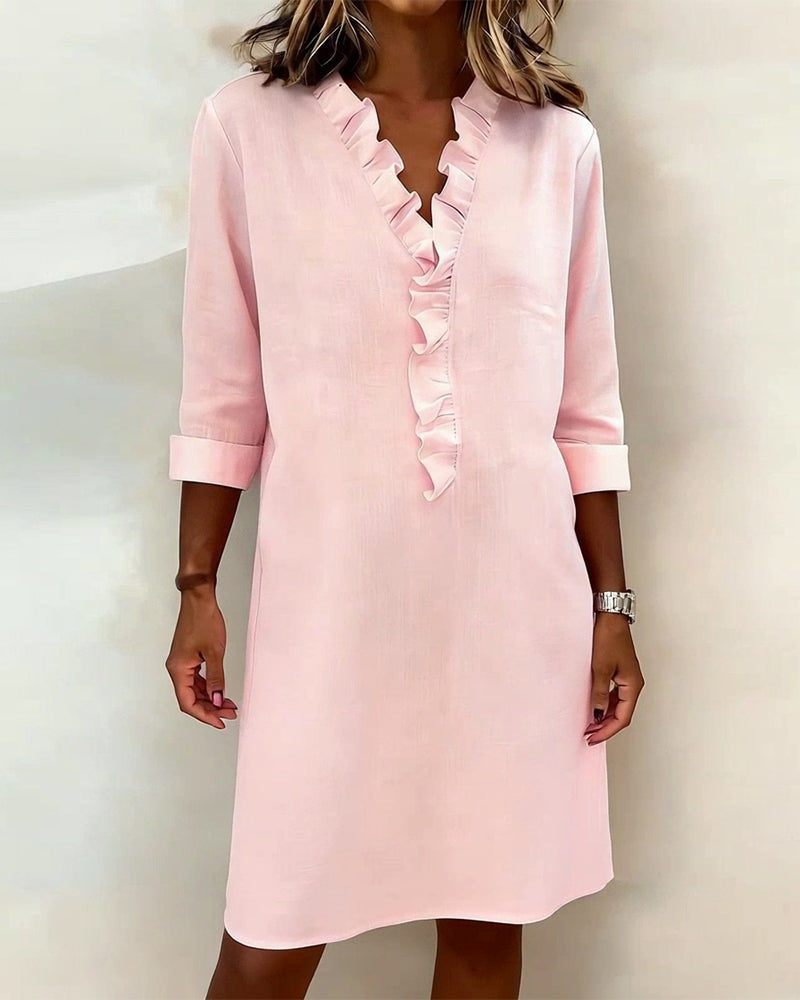 Dorelle - Robe droite légère à volants en mélange de lin