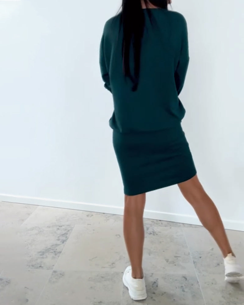 Clemence - Robe droite à manches longues