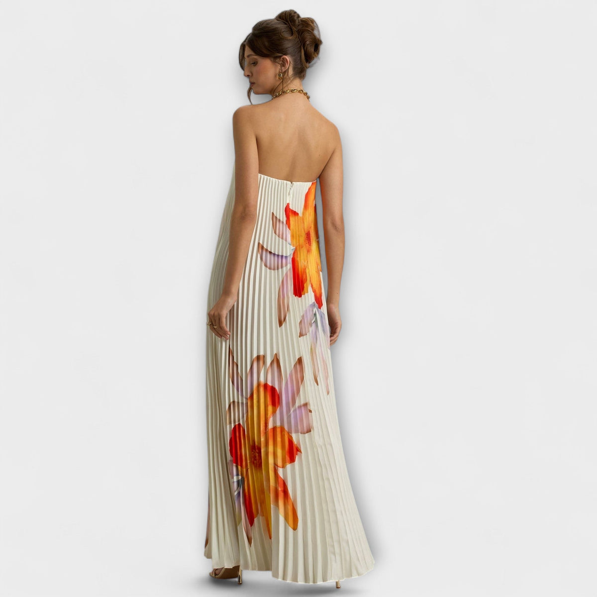 Michelle - Robe longue à fleurs orange
