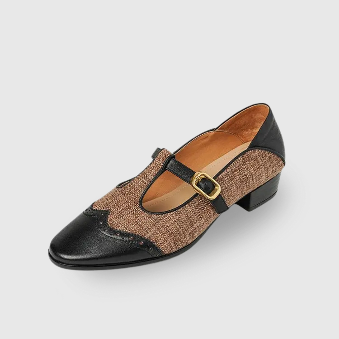 Cosima - Chaussures Mary Jane bicolores à bride en T et talon bas vintage