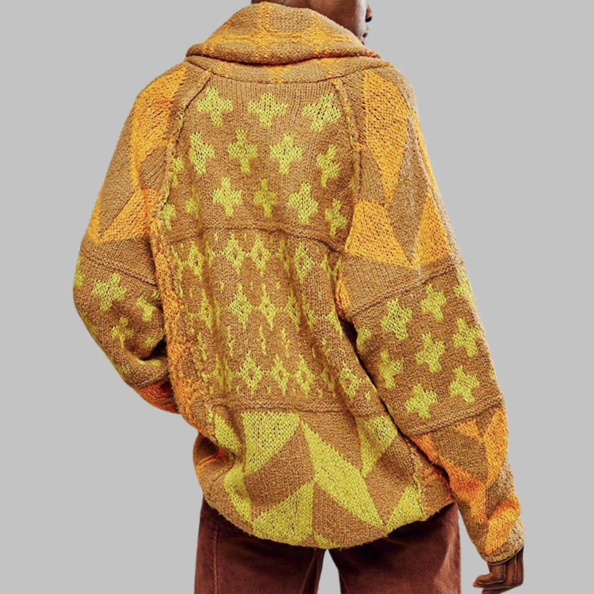 PORTIA - Cardigan surdimensionné à manches longues et col boutonné vintage