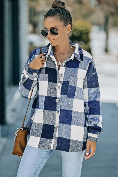 Kath - Veste boutonnée à carreaux avec épaules tombantes