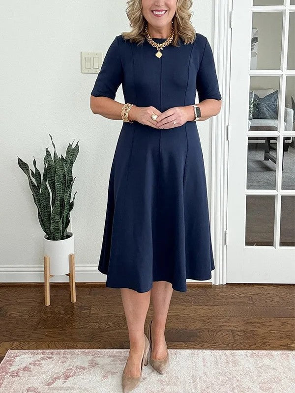 Lorraine - Robe midi évasée à col rond