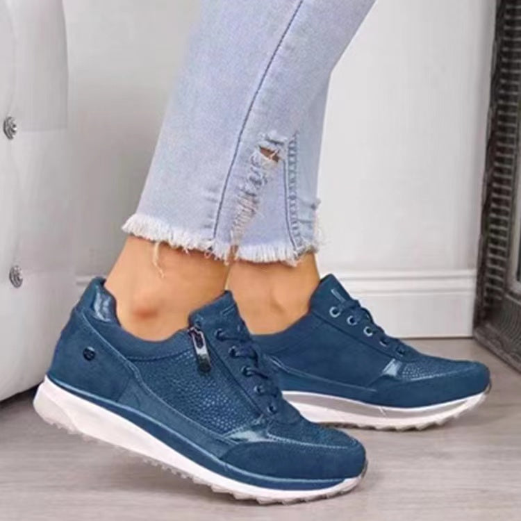 Raina - Baskets à lacets avec fermeture éclair latérale, coupe décontractée