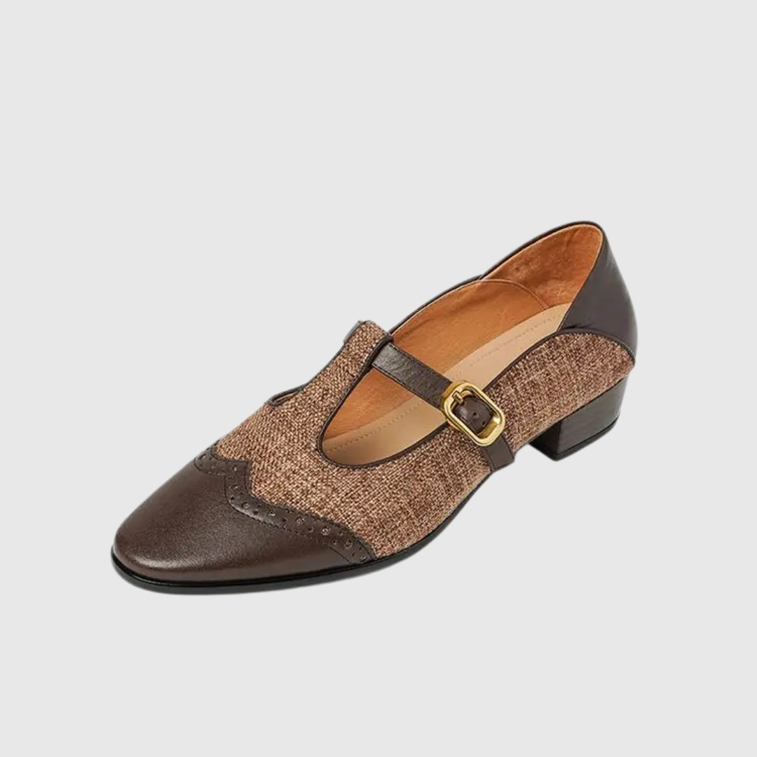 Cosima - Chaussures Mary Jane bicolores à bride en T et talon bas vintage