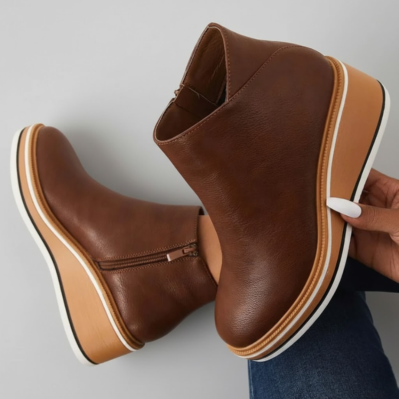 Lorelei - Bottes compensées orthopédiques en cuir
