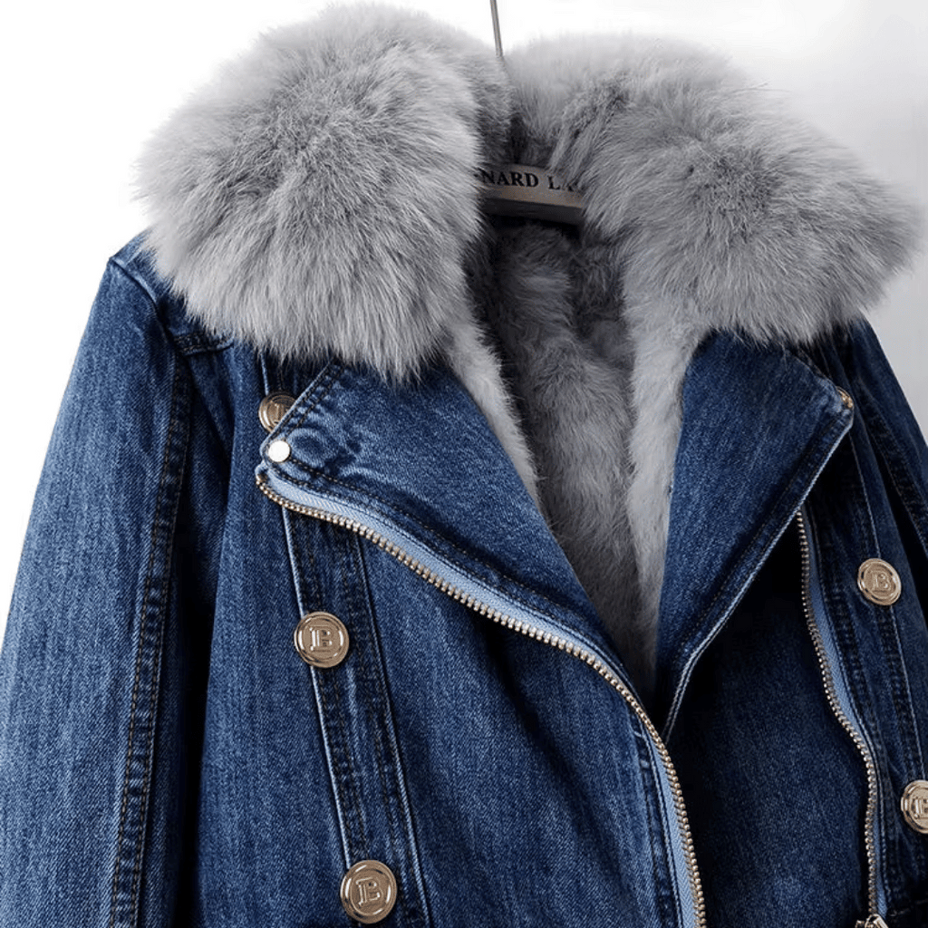 Livia - Veste classique en fourrure de denim